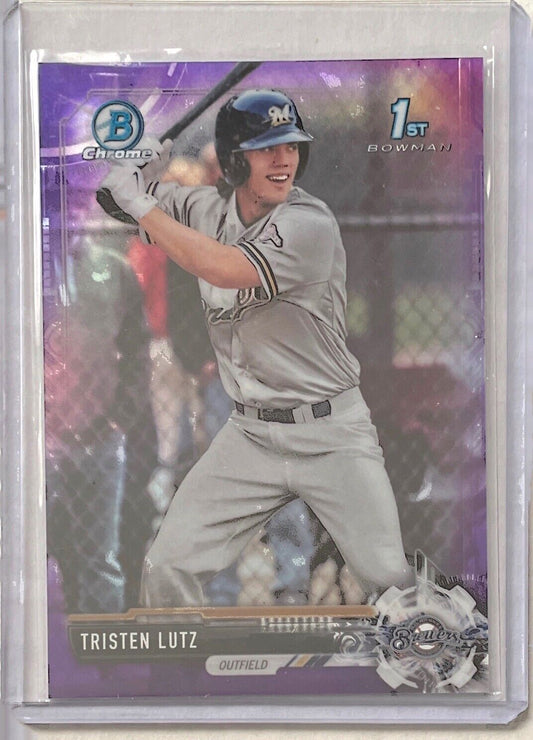 TRISTEN LUTZ 2017 BOWMAN CHROME 1ST PROSPECT PURPLE REFRACTOR #D 011/250