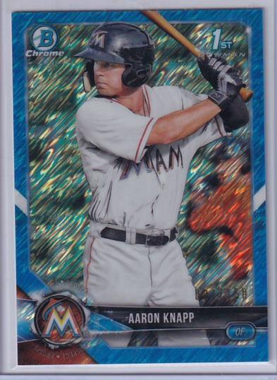 AARON KNAPP 2018 BOWMAN CHROME 1ST BLUE SHIMMER REFRACTOR PROSPECT #D 024/150