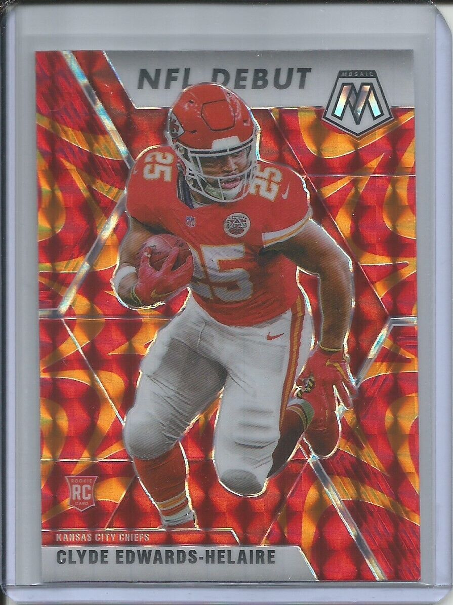 CLYDE EDWARDS-HELAIRE 2019-20 PANINI MOSAIC NFL DEBUT REACTIVE ORANGE PRIZM