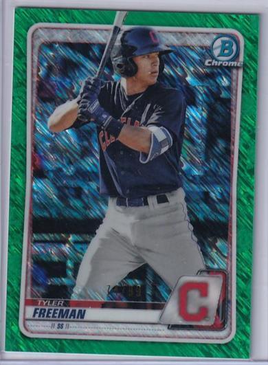 TYLER FREEMAN 2020 BOWMAN CHROME PROSPECT GREEN SHIMMER REFRACTOR #D 74/99