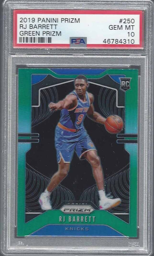 R.J. BARRETT 2019-20 PANINI PRIZM GREEN PRIZMS RC #250 PSA 10 GEM MINT