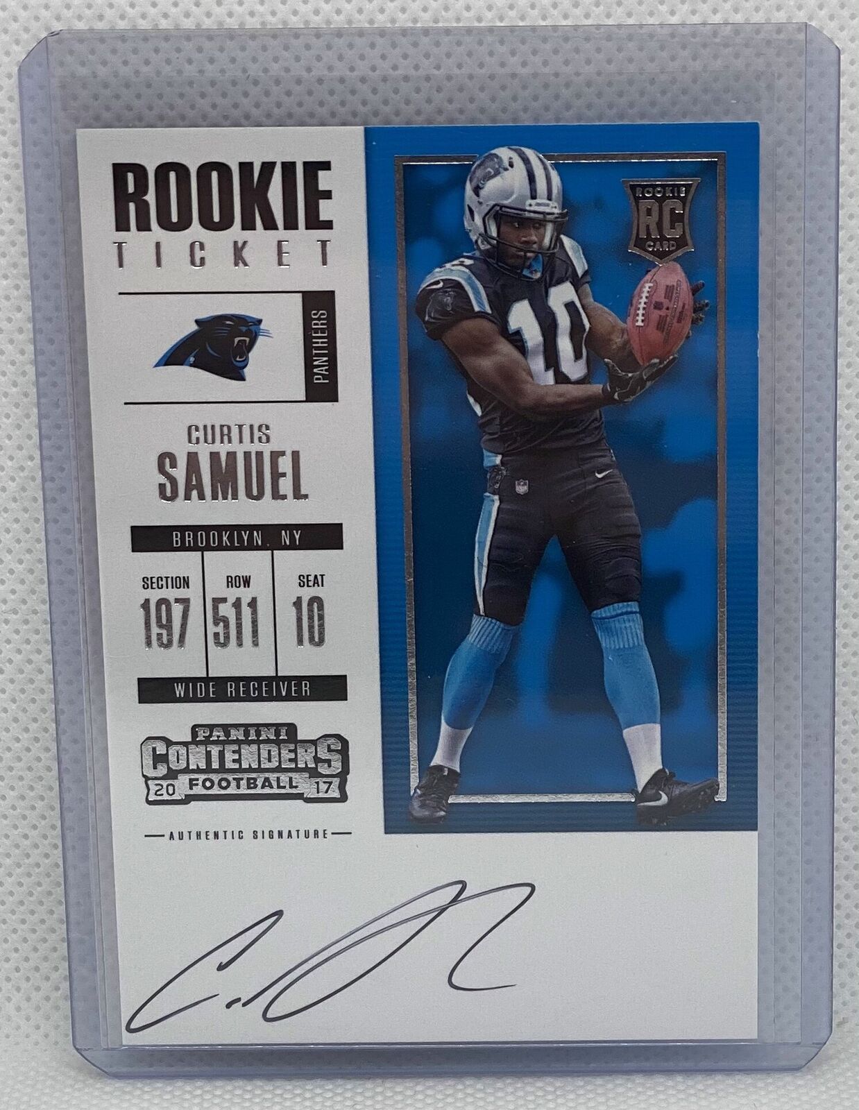 CURTIS SAMUEL 2017 PANINI CONTENDERS ROOKIE TICKET ON CARD AUTO RC #330