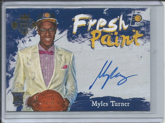 MYLES TURNER 2015-16 PANINI COURT KINGS FRESH PAINT ON CARD AUTO ROOKIE RC