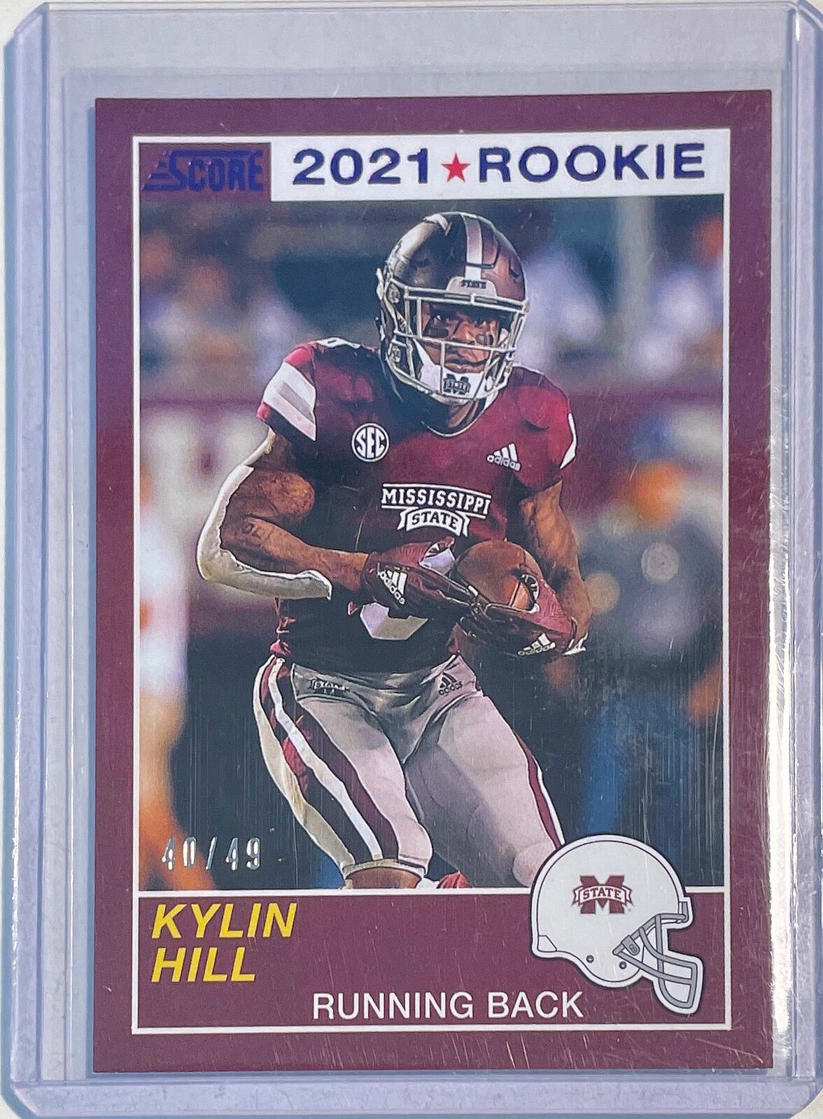 KYLIN HILL 2021 PANINI CHRONICLES SCORE DRAFT PICKS PURPLE ROOKIE RC #D 40/49