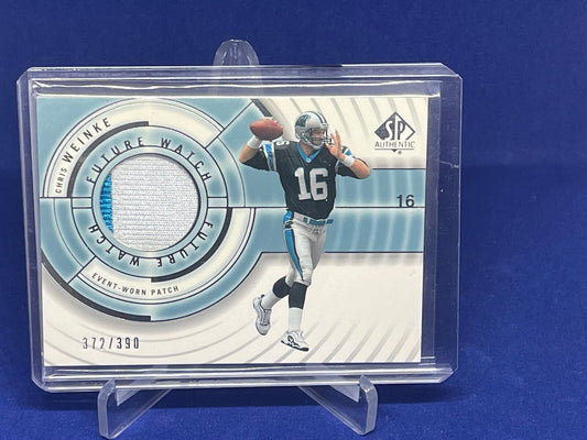 CHRIS WEINKE 2001 UPPER DECK SP AUTHENTIC FUTURE WATCH 2 CLR PATCH RC #D 372/390