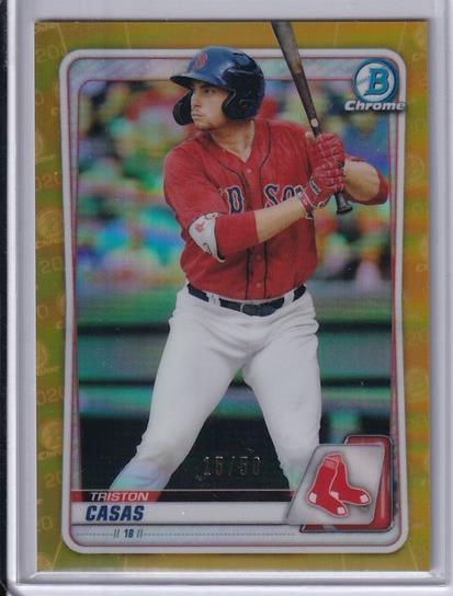 TRISTON CASAS 2020 BOWMAN CHROME PROSPECT GOLD REFRACTOR #D 15/50