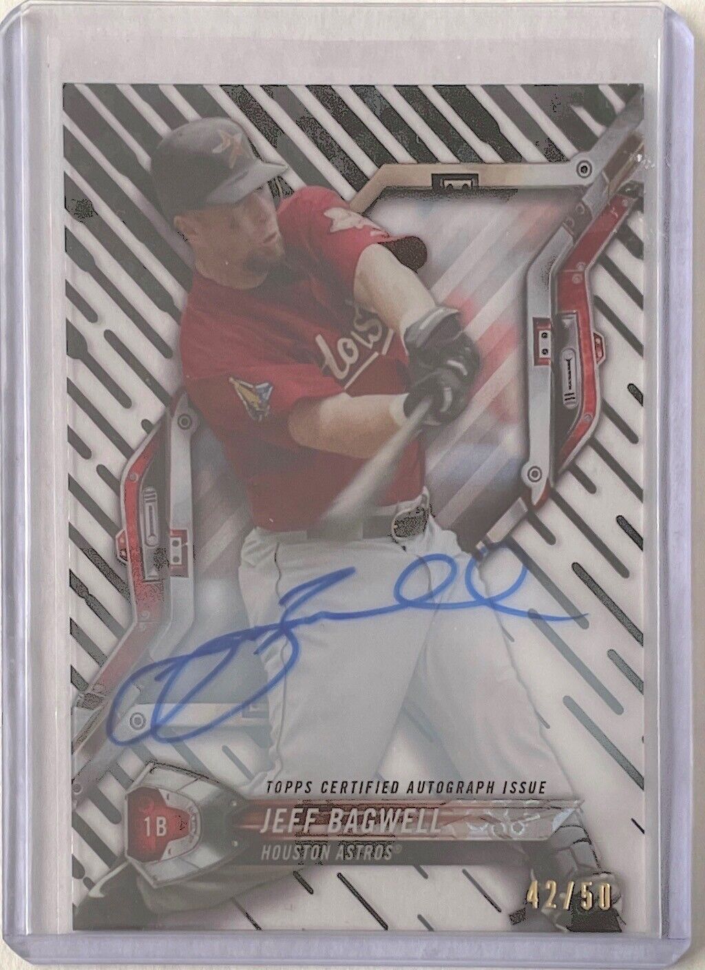 JEFF BAGWELL 2018 TOPPS HIGH TEK BLACK ACETATE ON CARD AUTO #D 42/50