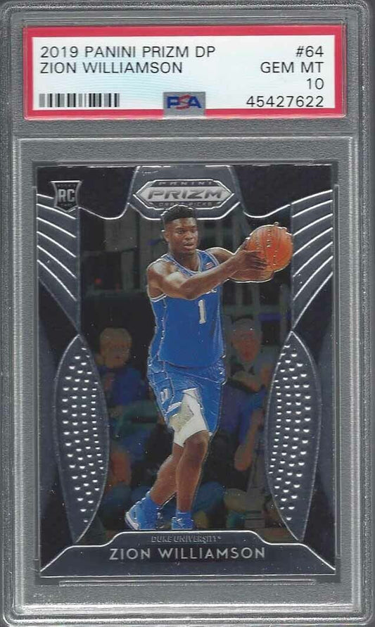 ZION WILLIAMSON 2019 PANINI PRIZM TRUE ROOKIE RC #64 PSA 10 GEM MINT