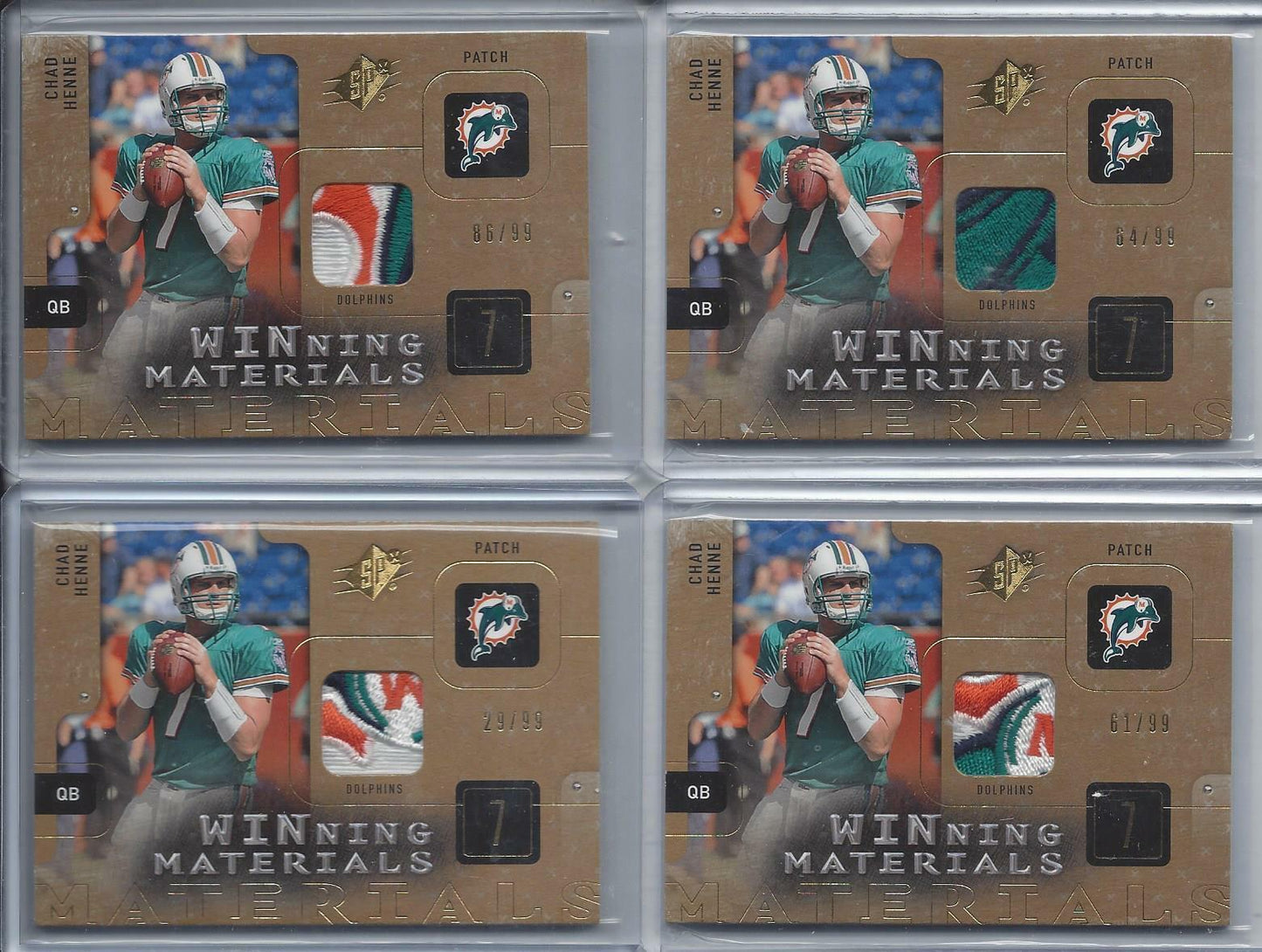 CHAD HENNE 2009 SPX WINNING MATERIALS DOLPHINS LOGO PATCH /99