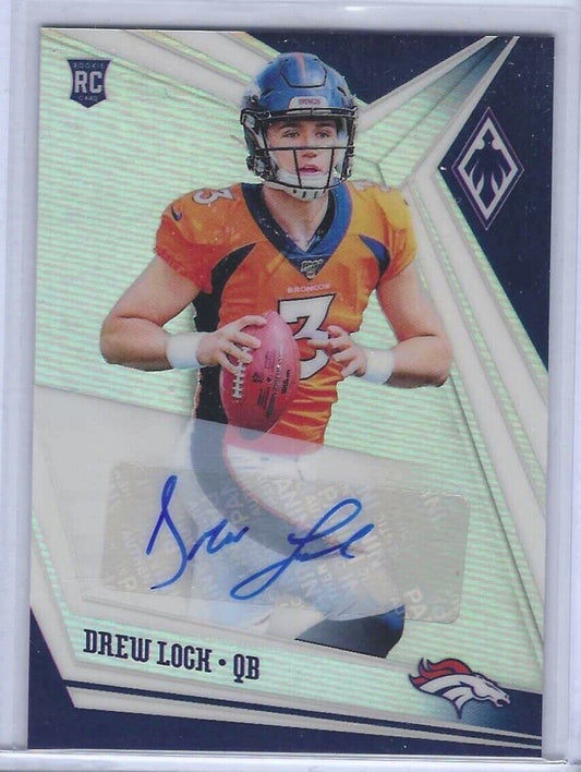 DREW LOCK 2019 PANINI PHOENIX SILVER PRIZM ROOKIE AUTO RC #104