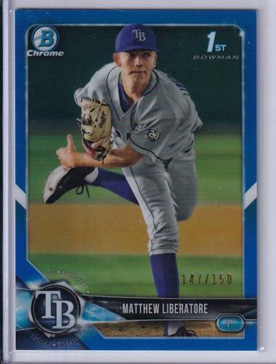 MATTHEW LIBERATORE 2018 BOWMAN CHROME BLUE REFRACTOR 1ST PROSPECT #D 147/150