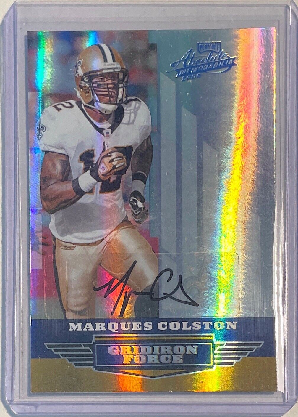 MARQUES COLSTON 2008 DONRUSS PLAYOFF ABSOLUTE GRIDIRON FORCE AUTO #D 24/25