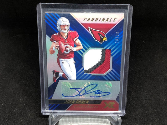 JOSH ROSEN 2018 PANINI XR BLUE 3 CLR PATCH AUTO RC #D 10/10
