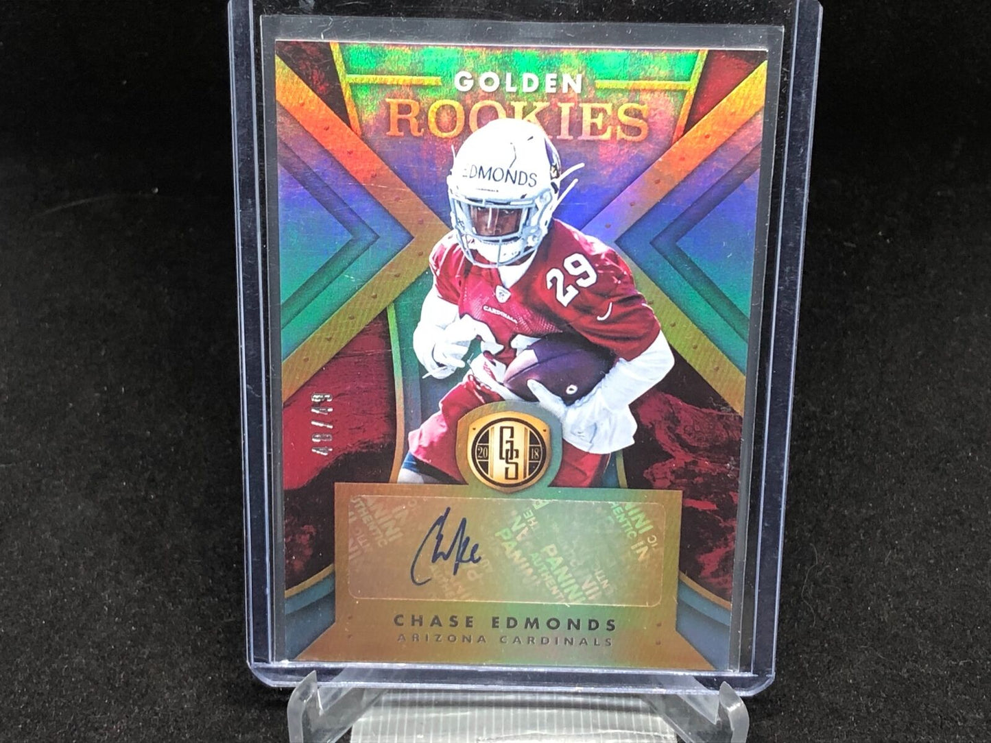 CHASE EDMONDS 2018 GOLD STANDARD GOLDEN ROOKIES AUTO RC #D 48/49
