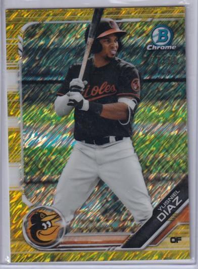 YUSNIEL DIAZ 2019 BOWMAN CHROME PROSPECT GOLD SHIMMER REFRACTOR #D 27/50