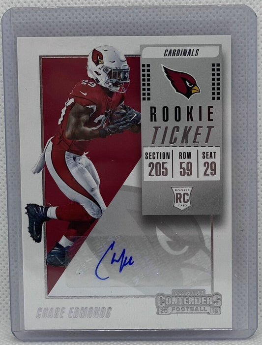CHASE EDMONDS 2018 CONTENDERS ROOKIE TICKET SP VARIATION AUTO RC #280