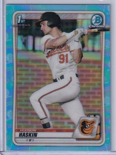 HUDSON HASKIN 2020 BOWMAN CHROME SKY BLUE REFRACTOR 1ST PROSPECT BD-130