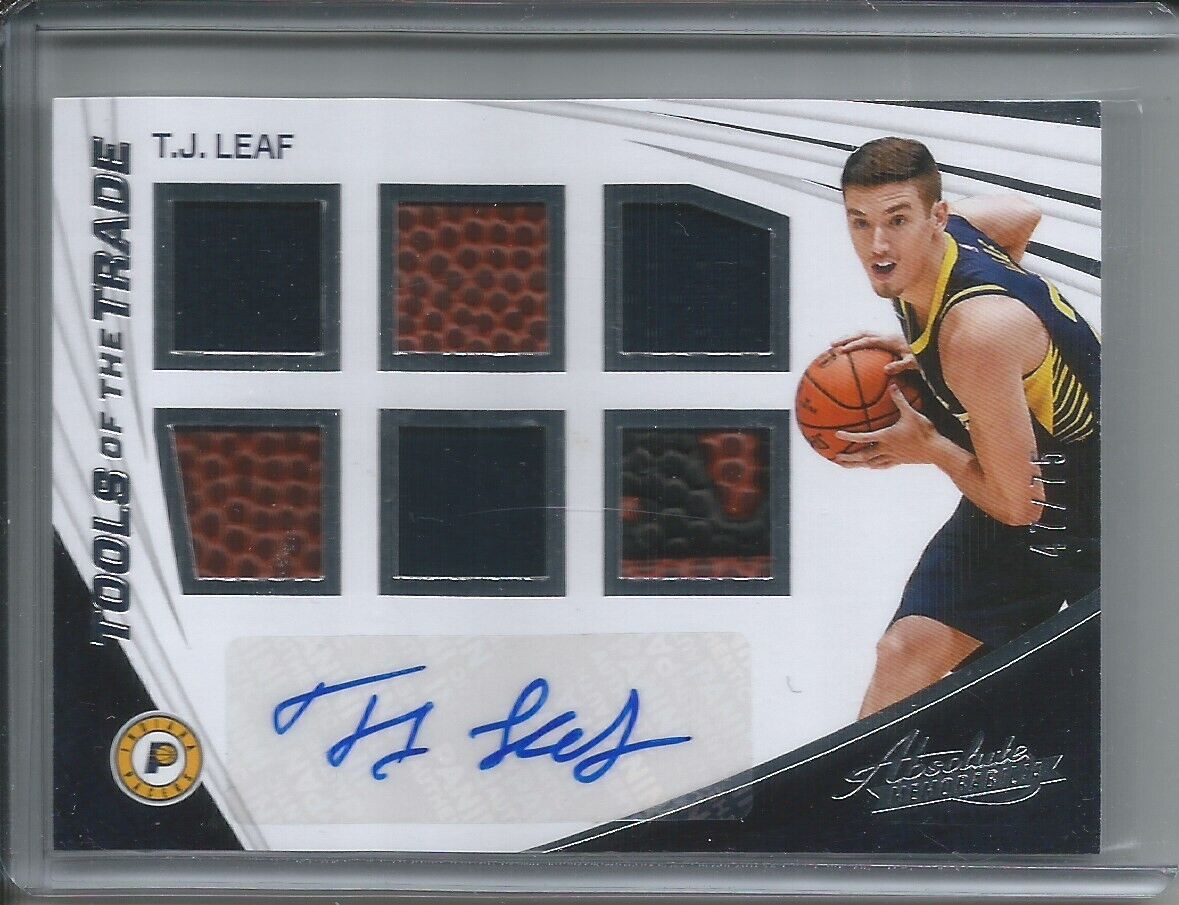 T.J. LEAF 2017-18 ABSOLUTE TOOLS OF THE TRADE BALL JERSEY AUTO ROOKIE RC #D /75
