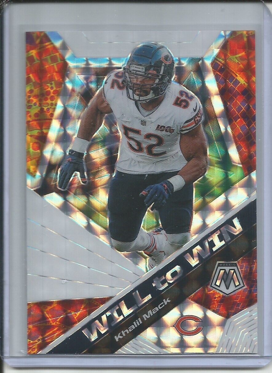 KHALIL MACK 2019-20 PANINI MOSAIC WILL TO WIN SILVER MOSAIC PRIZM BEARS