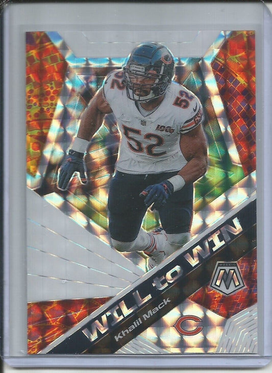 KHALIL MACK 2019-20 PANINI MOSAIC WILL TO WIN SILVER MOSAIC PRIZM BEARS