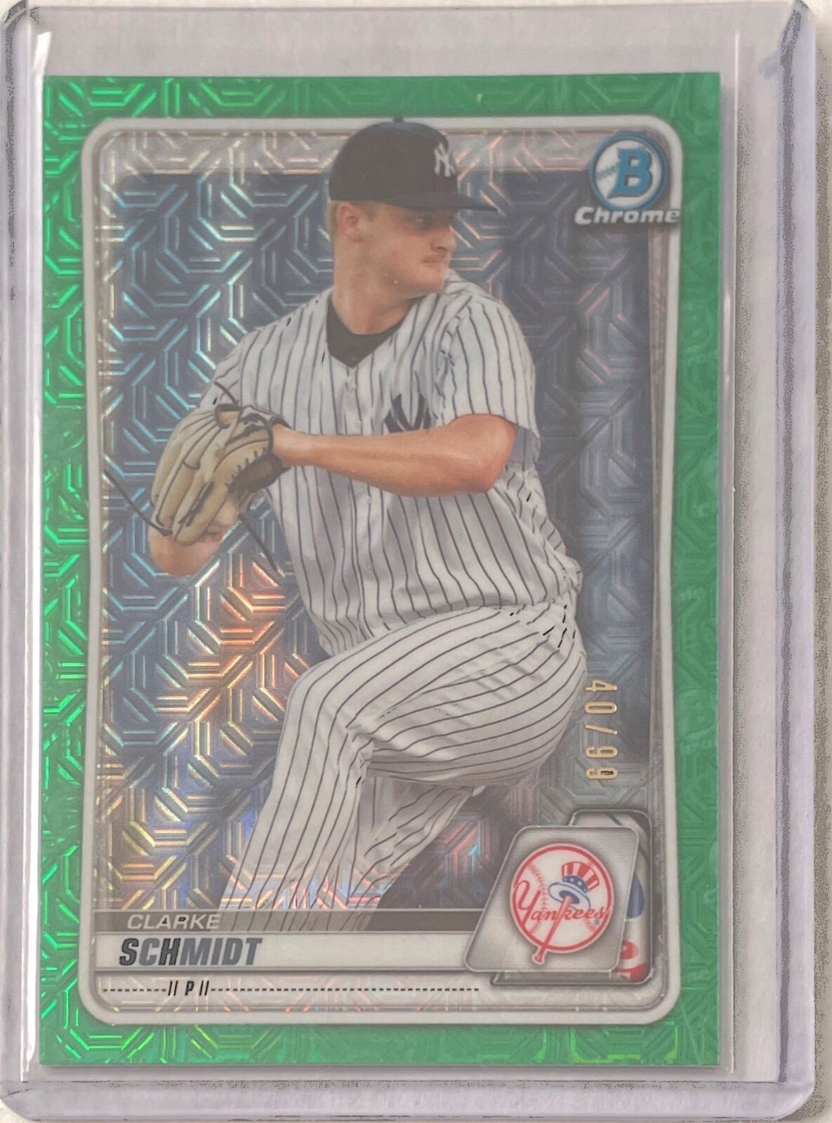 CLARKE SCHMIDT 2020 BOWMAN CHROME MEGA BOX PROSPECT GREEN MOJO REFRACTOR #D /99