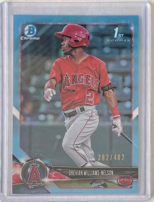 DREVIAN WILLIAMS-NELSON 2018 BOWMAN CHROME 1ST PROSPECT SKY BLUE REFRACTOR /402