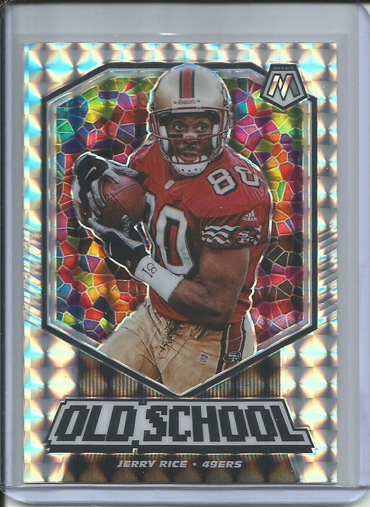 JERRY RICE 2019-20 PANINI MOSAIC OLD SCHOOL SILVER MOSAIC PRIZM 49ERS