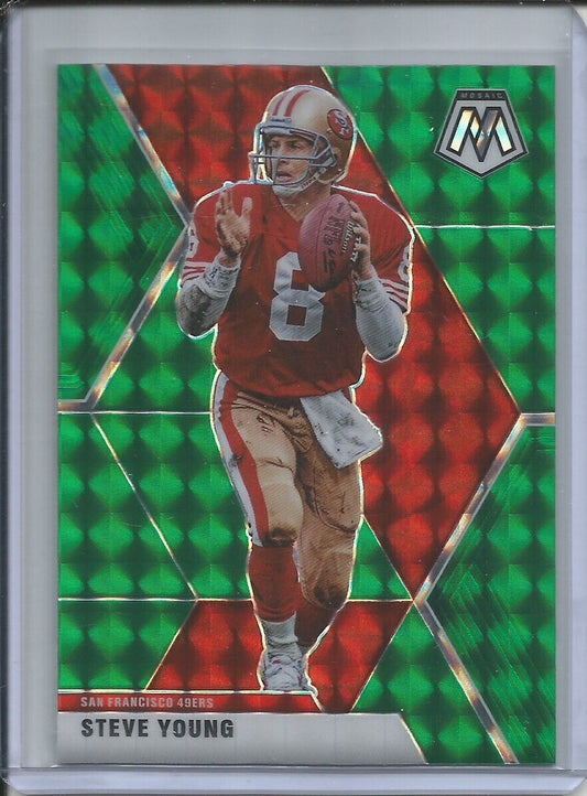 STEVE YOUNG 2019-20 PANINI MOSAIC GREEN PRIZM 49ERS