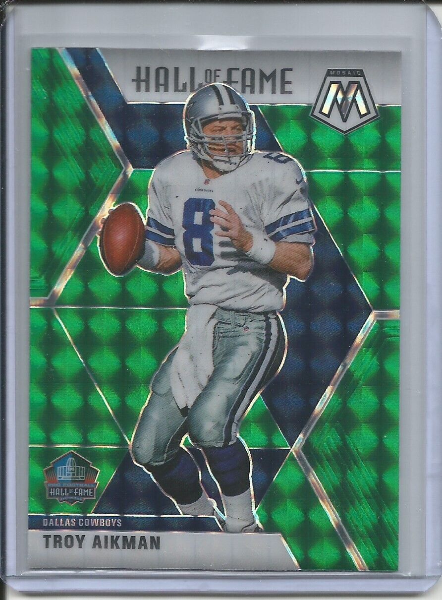 TROY AIKMAN 2019-20 PANINI MOSAIC HALL OF FAME GREEN PRIZM COWBOYS