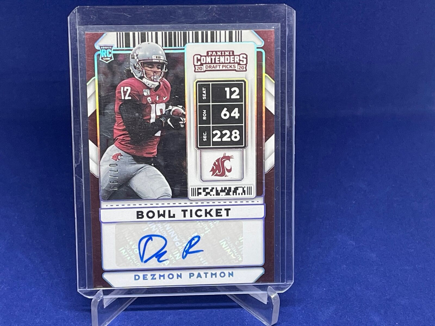DEZMON PATMON 2020 PANINI CONTENDERS DRAFT PICKS BOWL TICKET AUTO RC #D 7/99