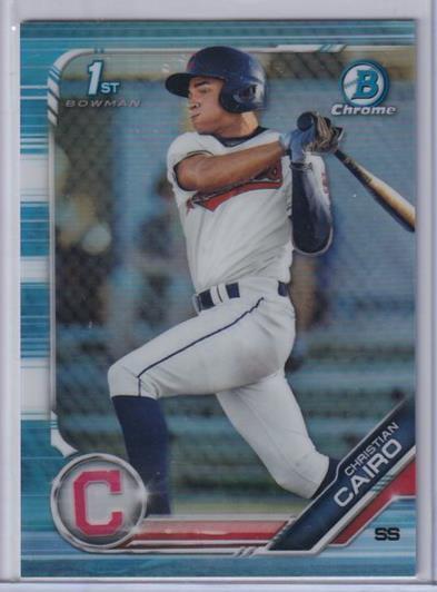CHRISTIAN CAIRO 2019 BOWMAN CHROME SKY BLUE REFRACTOR 1ST PROSPECT BDC-195