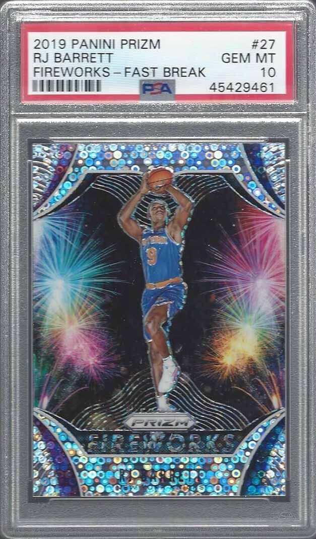 RJ BARRETT 2019-20 PANINI PRIZM FIREWORKS FAST BREAK PRIZMS RC #27 PSA 10 GEM MT