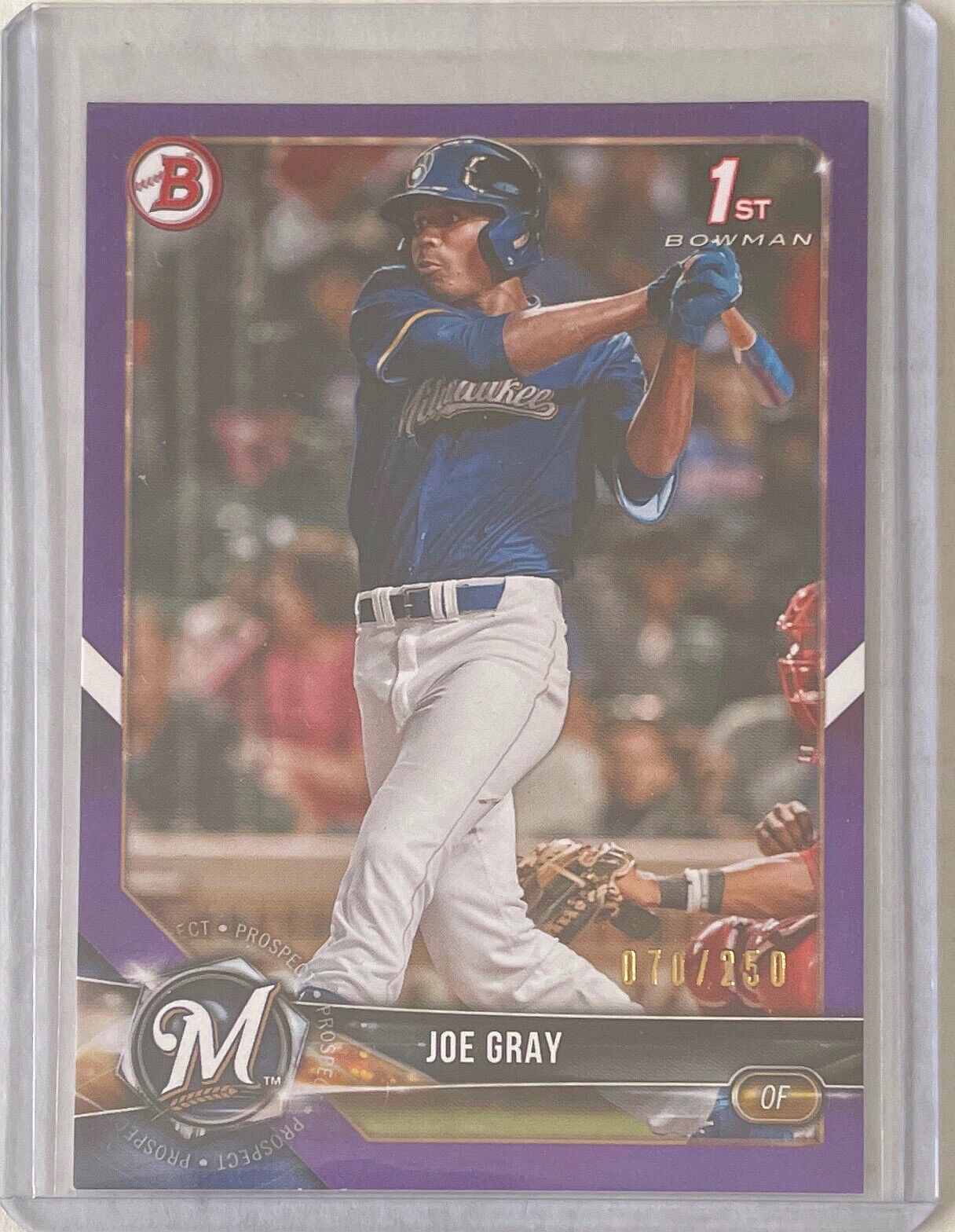 JOE GRAY 2018 BOWMAN PAPER 1ST PROSPECT PURPLE #D 070/250
