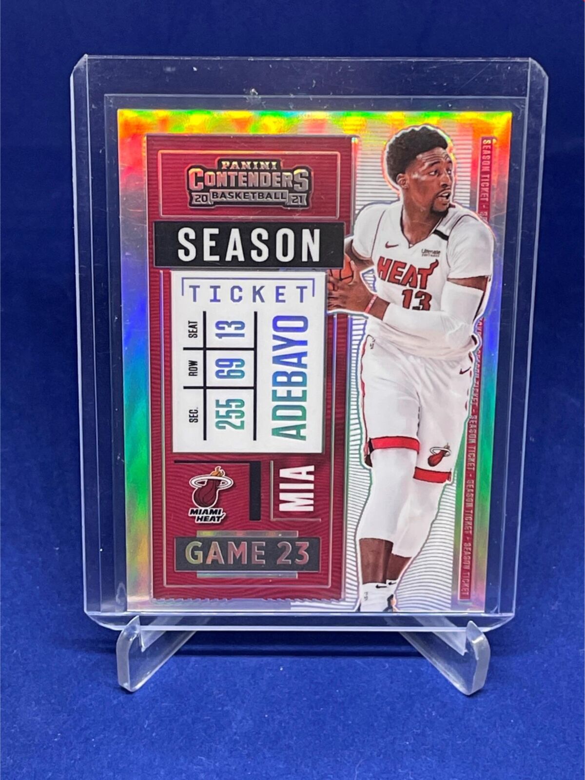BAM ADEBAYO 2020-21 PANINI CONTENDERS SEASON TICKET VARIATION PREMIUM HOLO # 52