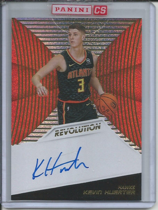 KEVIN HUERTER 2018-19 PANINI REVOLUTION ON CARD AUTO ROOKIE RC HAWKS