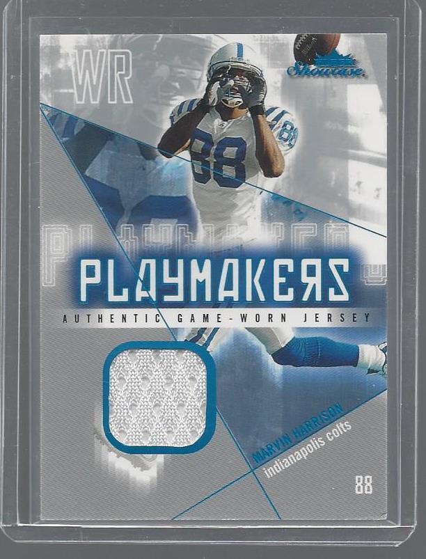 MARVIN HARRISON 2004 FLEER SHOWCASE PLAYMAKERS PLATINUM JERSEY #D 5/10