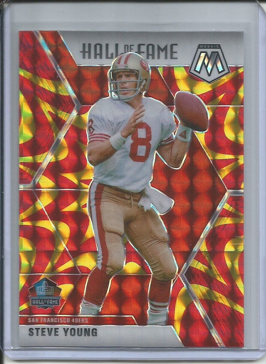 STEVE YOUNG 2019-20 PANINI MOSAIC HALL OF FAME REACTIVE GOLD PRIZM 49ERS