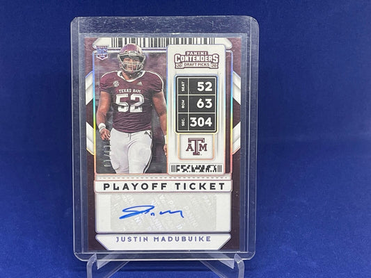 JUSTIN MADUBUIKE 2020 PANINI CONTENDERS DP PLAYOFF TICKET AUTO RC #D 13/18