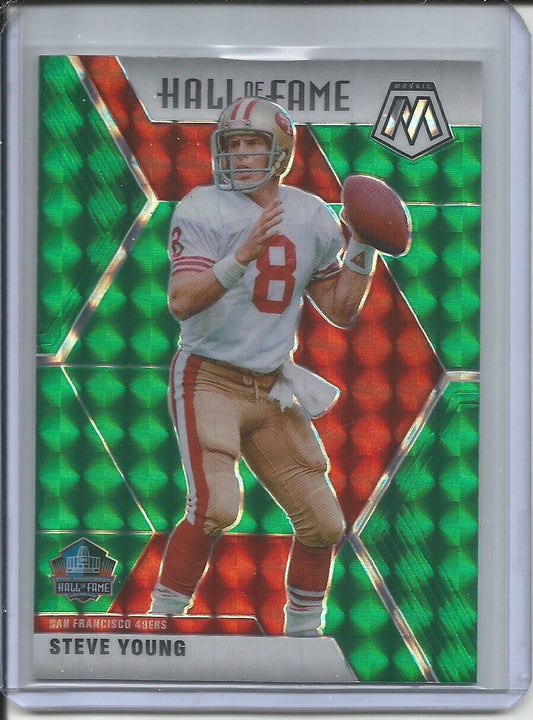 STEVE YOUNG 2019-20 PANINI MOSAIC HALL OF FAME GREEN PRIZM 49ERS