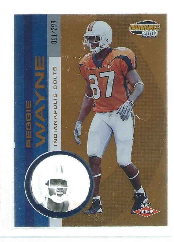 REGGIE WAYNE 2001 INVINCIBLE ORANGE ROOKIE RC #D 61/299