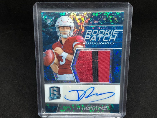 JOSH ROSEN 2018 PANINI SPECTRA RPA NEON BLUE PRIZM 2 CLR PATCH AUTO RC #D 7/75