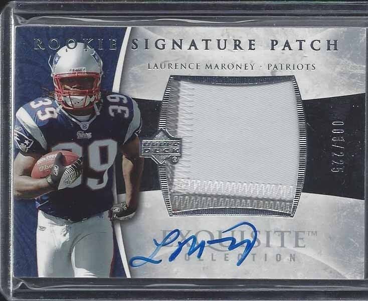 LAURENCE MARONEY 2006 UD EXQUISITE RPA JUMBO 2 COLOR PATRIOTS PATCH AUTO RC /225