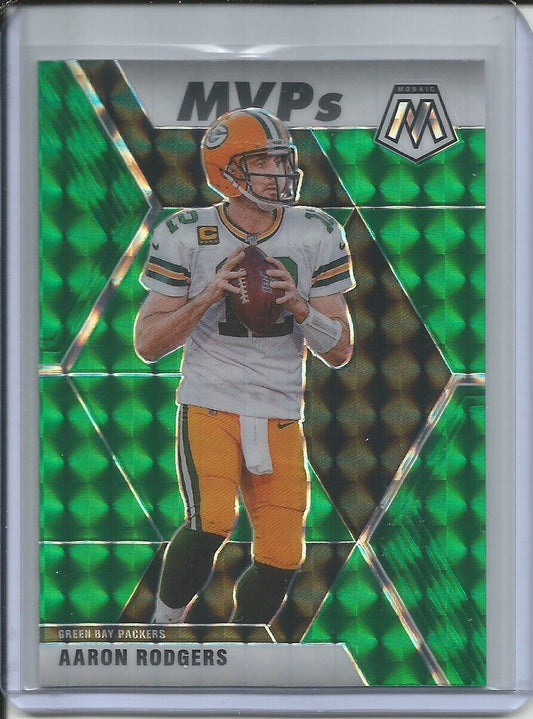 AARON RODGERS 2019-20 PANINI MOSAIC MVPS GREEN PRIZM PACKERS