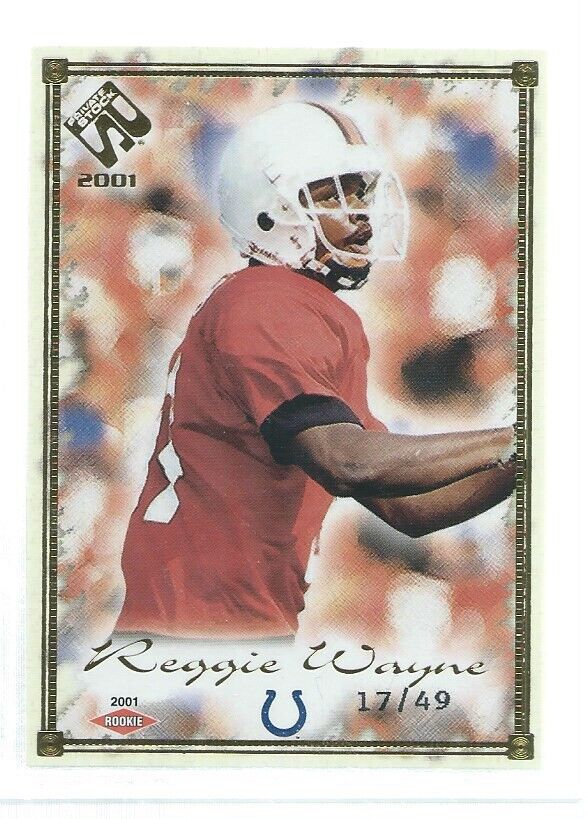 REGGIE WAYNE 2001 PACIFIC PRIVATE STOCK GOLD ROOKIE RC #D 17/49