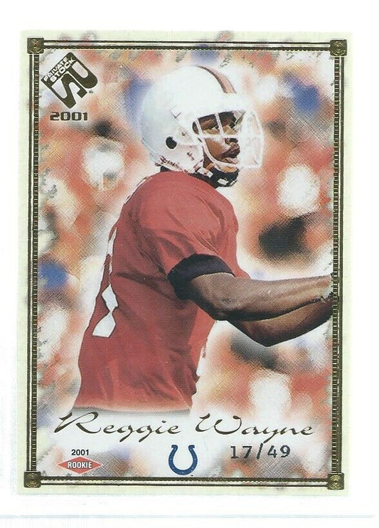 REGGIE WAYNE 2001 PACIFIC PRIVATE STOCK GOLD ROOKIE RC #D 17/49
