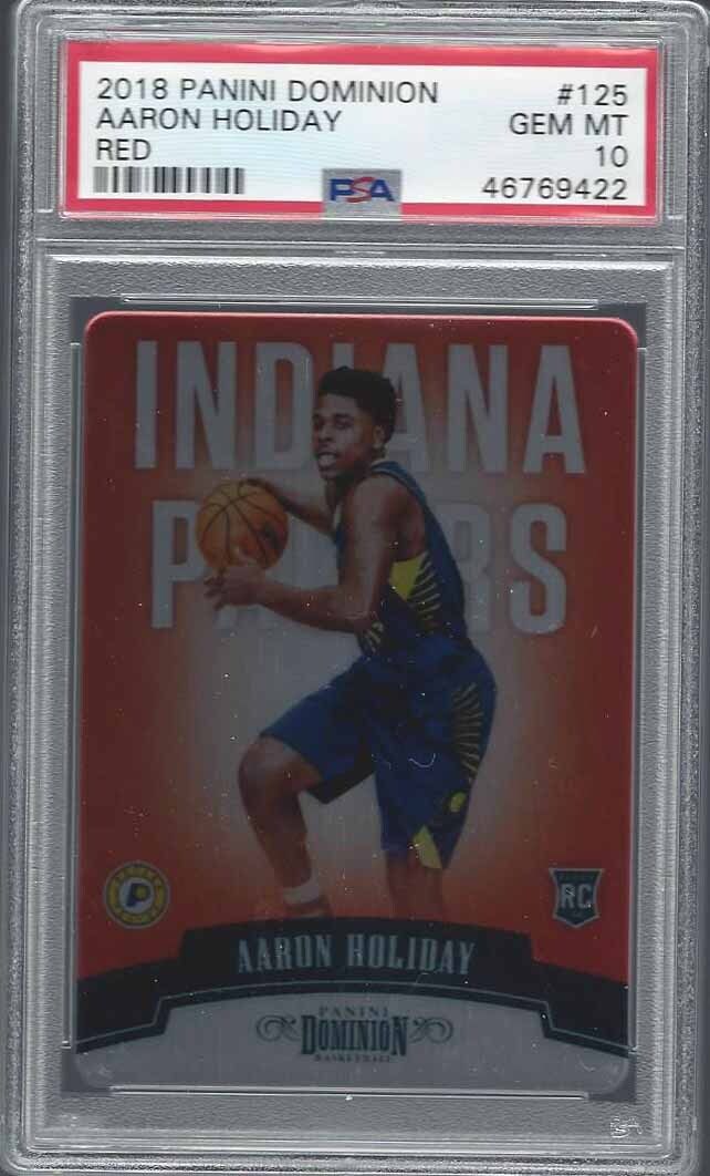 AARON HOLIDAY 2018-19 PANINI DOMINION RED METAL RC #D 41/49 PSA 10 GEM POP 1/1