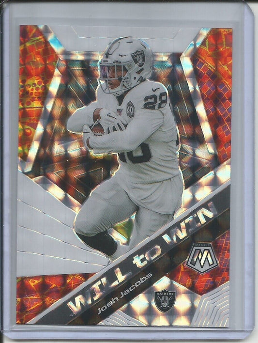 JOSH JACOBS 2019-20 PANINI MOSAIC WILL TO WIN SILVER MOSAIC PRIZM RAIDERS