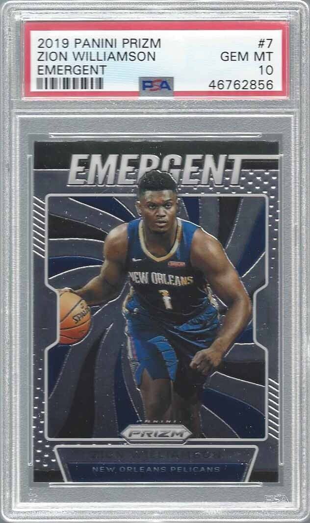 ZION WILLIAMSON 2019-20 PANINI PRIZM EMERGENT ROOKIE RC #7 PSA 10 GEM MINT
