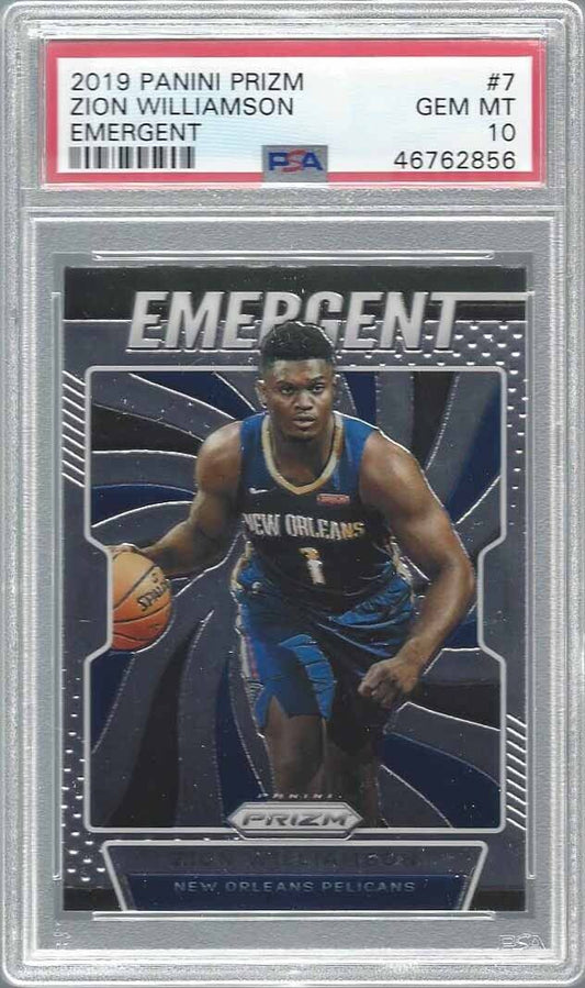 ZION WILLIAMSON 2019-20 PANINI PRIZM EMERGENT ROOKIE RC #7 PSA 10 GEM MINT