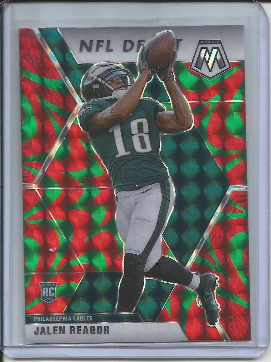 JALEN REAGOR 2019-20 PANINI MOSAIC NFL DEBUT REACTIVE GREEN PRIZM ROOKIE RC